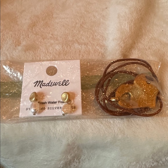 Gold Heart Pendant Necklace with Leather Brown Cord Crystal accent - Picture 11 of 11